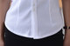 Workwear elastic white striped shirt female slim waist V-neck long-sleeved shirt short-sleeved professional wear commuting work clothes