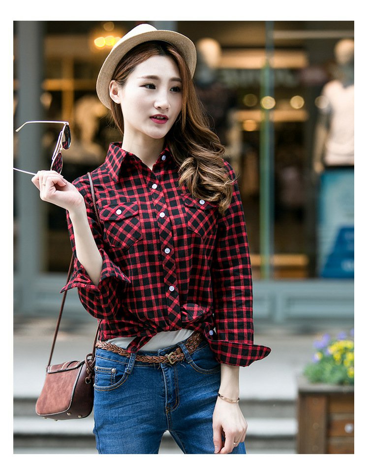 Áo sơ mi kẻ sọc dài tay mới cotton nữ mùa xuân và mùa thu áo sơ mi nữ 20 tuổi trung niên 30-40-50 tuổi áo ngắn áo sơ mi tay ngắn nữ