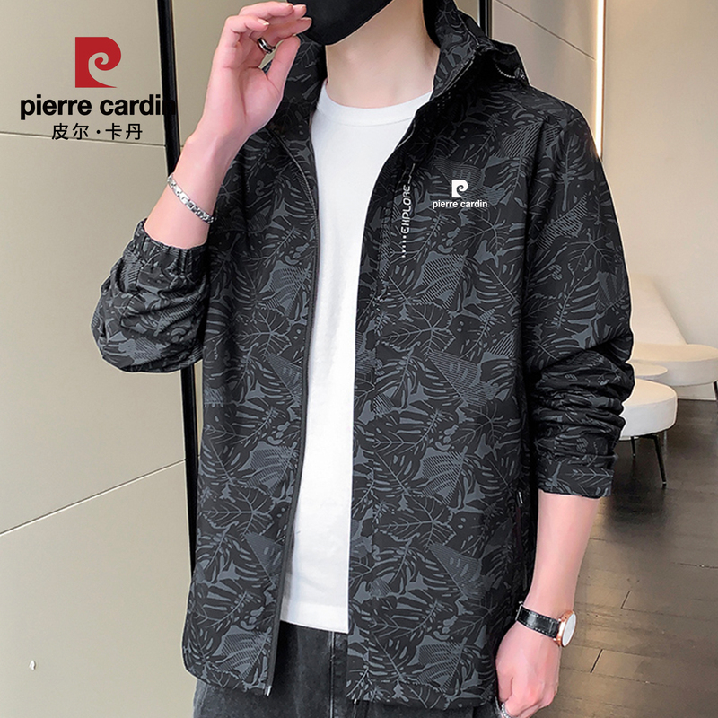 Pierre Cardin Autumn Windproof Jacket for Men 2025 New Large Size Loose Fit Detachable Hood Waterproof Jacket Coat
