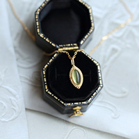 Japanese light luxury agete same style retro relief exquisite green natural peridot sterling silver clavicle necklace