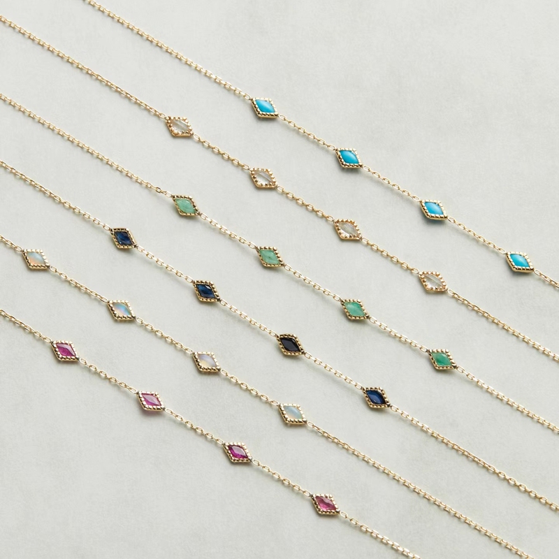 Dreams Come True, Diamond-Shaped Colorful Gemstone Stacking Bracelet, Same Style as Agete, 925 Silver Gold-Plated Jewelry, Same Style as Niuzi Dreams Come True, Diamond-Shaped Colorful Gemstone Stacking Bracelet, Same Style as Agete, 925 Silver Gold-Plated Jewelry, Same Style as Niuzi