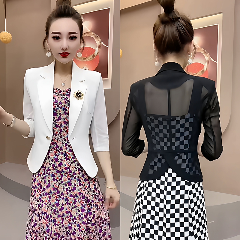 High-End Stylish Blazer for Women, 2026 New Summer Short Thin High-Waisted Short-Sleeve Mesh Suit Trendy High-End Stylish Blazer for Women, 2026 New Summer Short Thin High-Waisted Short-Sleeve Mesh Suit Trendy
