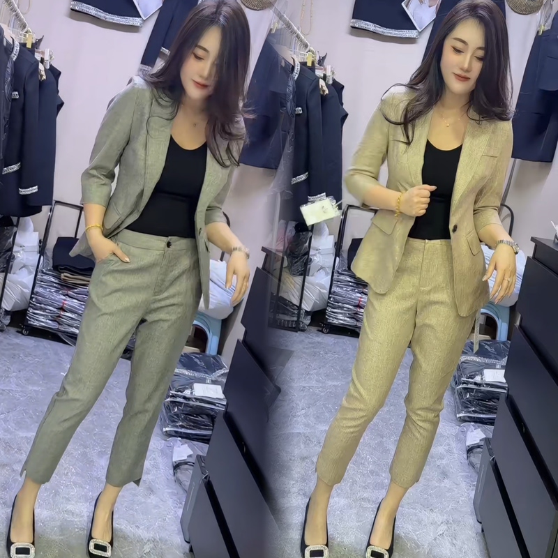 Linen Suit Set for Women, Spring 2026 New Style, Super Popular, Very Beautiful, High-End Feel, Petite Casual Blazer