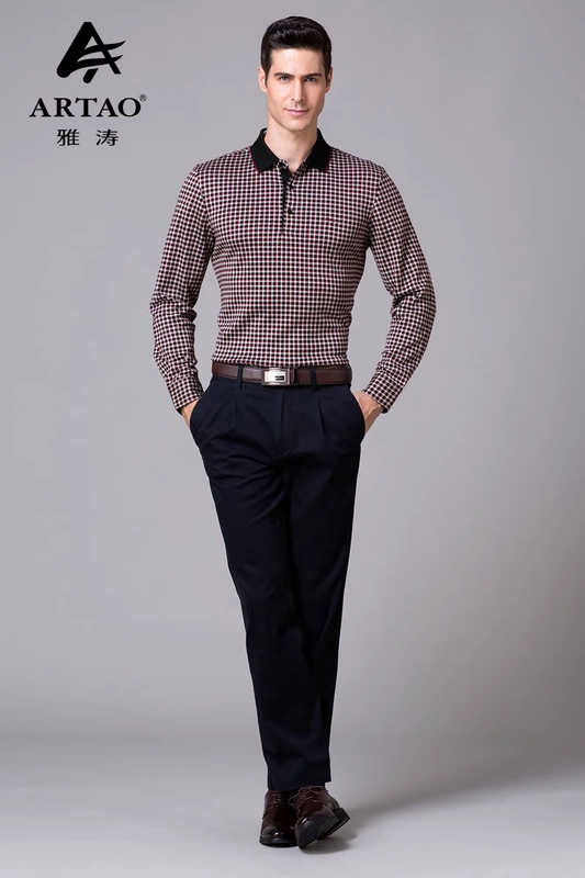 Ya Tao POLO áo sơ mi nam cotton dài tay Paul kinh doanh giản dị áo thun cotton nam màu sắc phù hợp với áo sơ mi lưới mùa thu