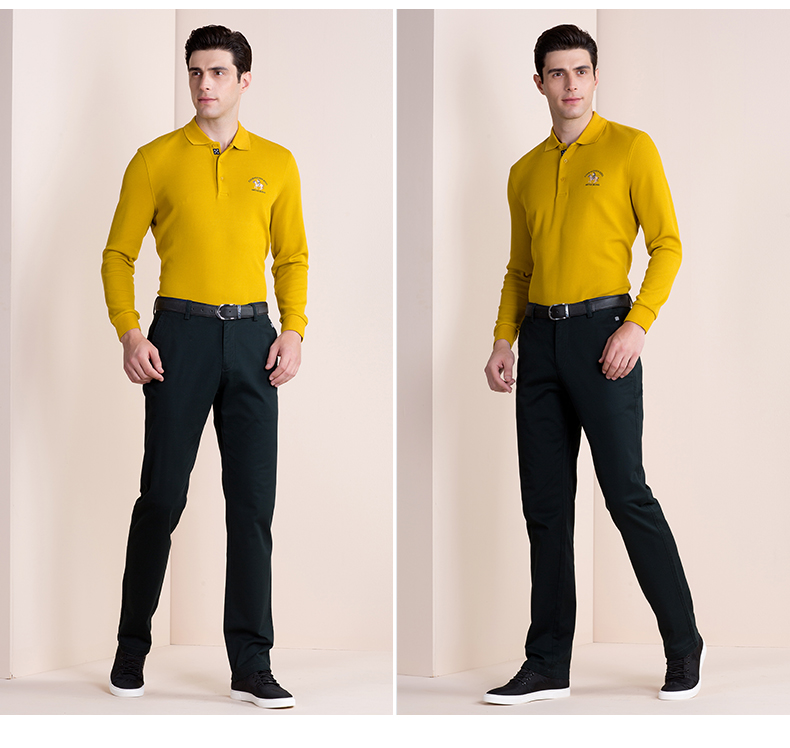 Ya Tao POLO áo sơ mi nam tay dài áo thun cotton cotton áo polo trẻ trung cha áo thun nam nửa áo áo cotton nam