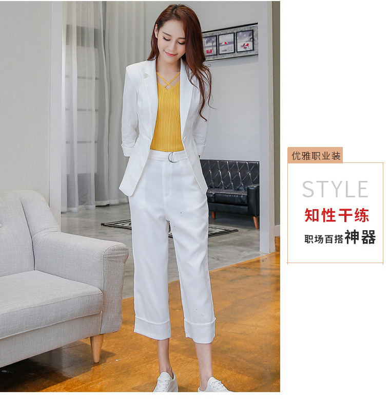 Áo khoác nữ nhỏ phù hợp Phiên bản Hàn Quốc mới của áo sơ mi nữ bảy điểm tay áo giản dị cotton ngắn và blazer vải lanh các kiểu áo sơ mi họa nữ đẹp