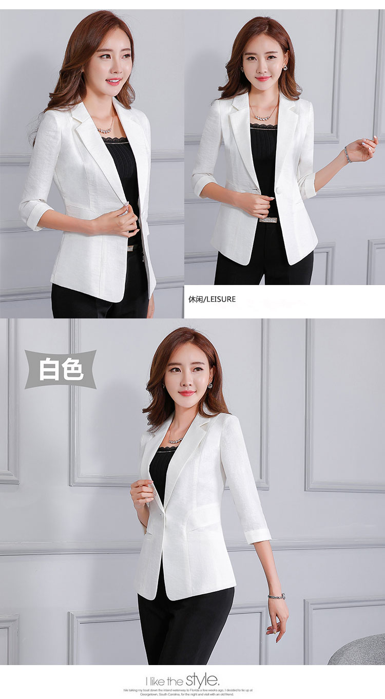 Bộ đồ nhỏ nữ áo khoác Mercerized thường xuyên khí chất giảm béo mới phiên bản Hàn Quốc của bộ đồ tay áo bảy điểm các kiểu bộ vest nữ trẻ trung
