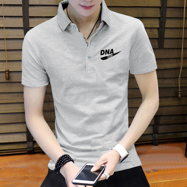 2023 Men's Ice Silk Short Sleeve T-Shirt Summer POLO Shirt Trendy Handsome Slim Lapel Half Sleeve Modal Men's Clothing