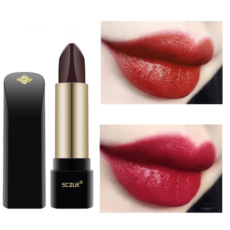 Veya recommends beauty makeup colorist tricolor red black rose bicolor color lipstick without falling out of color without falling out of color