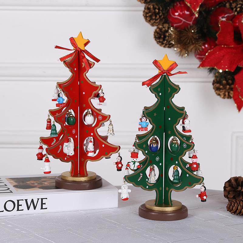 Wooden Christmas tree ornaments Christmas gifts Christmas living room office decoration hotel dining room front desk ornaments