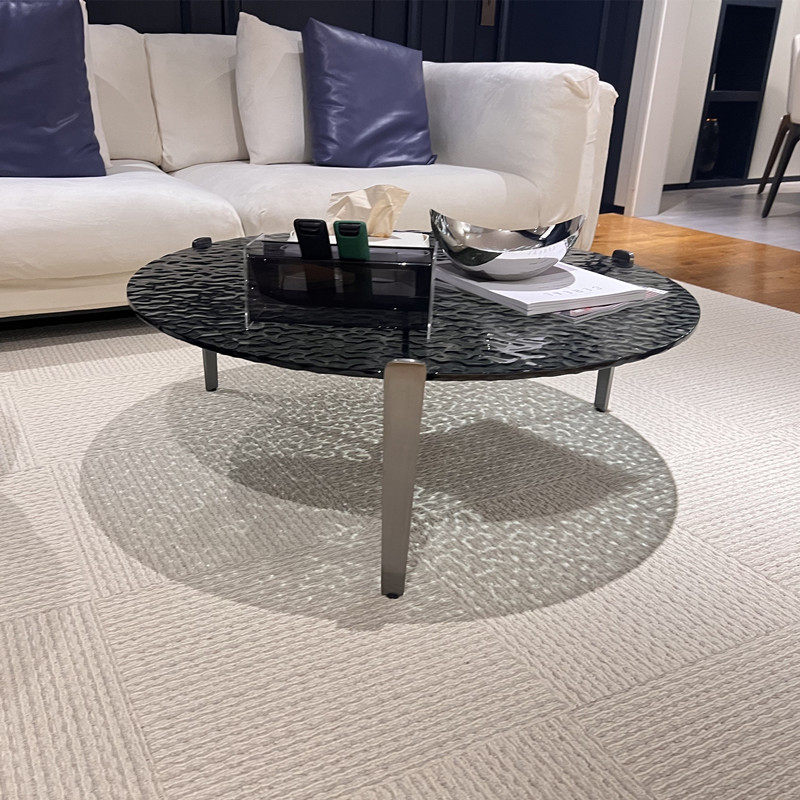 Willy-style minimalist light extravaganza Silence Wind Size Round Composition Water Polo Textured Glass Tea Table Designer room-room-Taobao