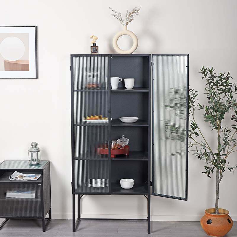 Custom-made Nordic Changhong glass dining side cabinet close to wall Hyun Guan Cabinet High Cabinet Narrow Light Extravagant Modern Iron Art Wine Cabinet Locker-Taobao