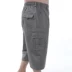 Mùa hè trung niên quần cotton nam cắt cúp cha trung niên nạp phân để tăng eo cao thun thun quần short nhiều túi