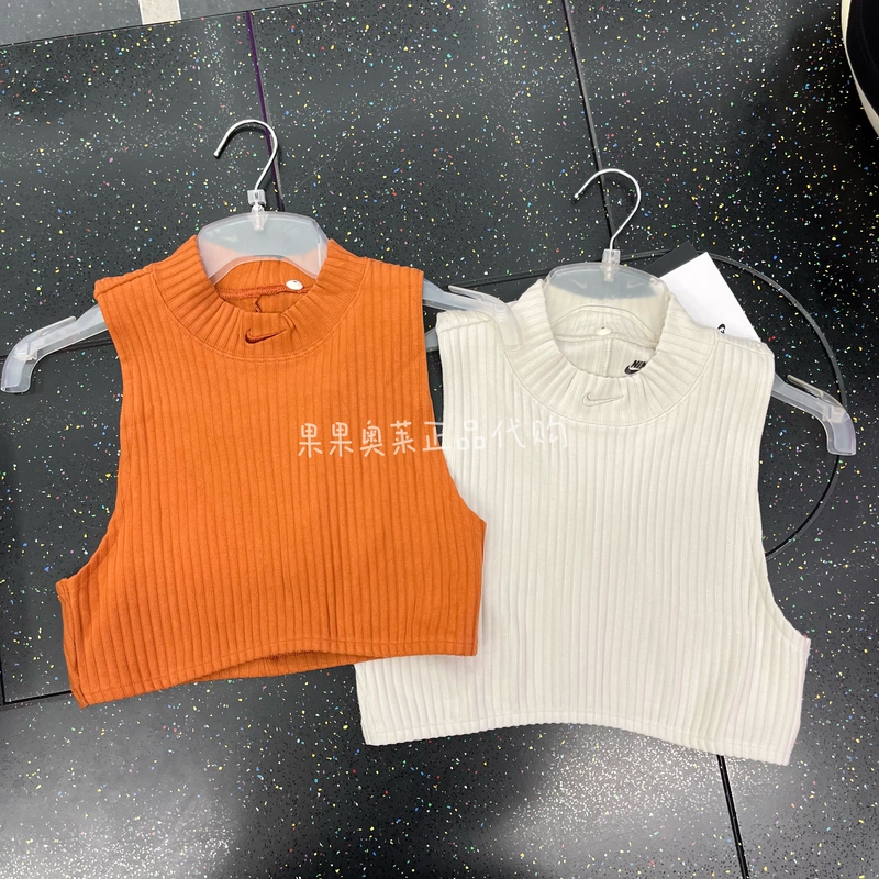 Nike Women's Sports and Leisure Knitted Short Round Neck Sleeveless T-Shirt Half-Length Clothing Fn3678-010