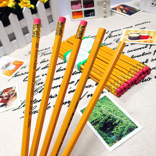 Special price Great Wall 3544 HB pencil with rubber head student pencil yellow rod pencil wooden pencil-Taobao