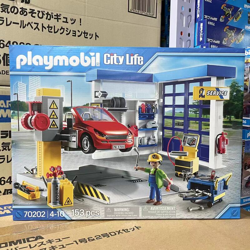Playmobil World 70202 Car Repair Shop Boys' Pretend Play Toy for 3-4 Year Olds Gift