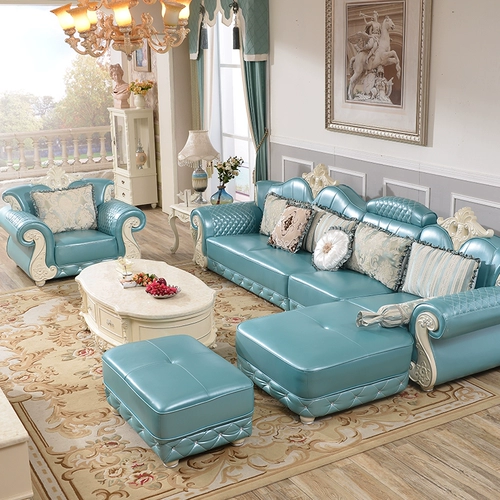 Кожаный диван в стиле европейского в стиле