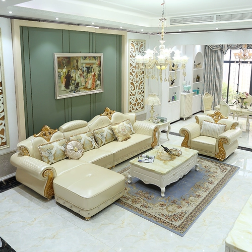 Кожаный диван в стиле европейского в стиле