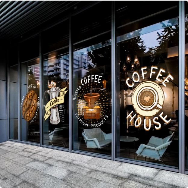 Retro Fashion Coffee Shop Window Stickers Glass Door Stickers Popular Coffee Shop Decoration Posters Static Electricity No Glue Retro Fashion Coffee Shop Window Stickers Glass Door Stickers Popular Coffee Shop Decoration Posters Static Electricity No Glue