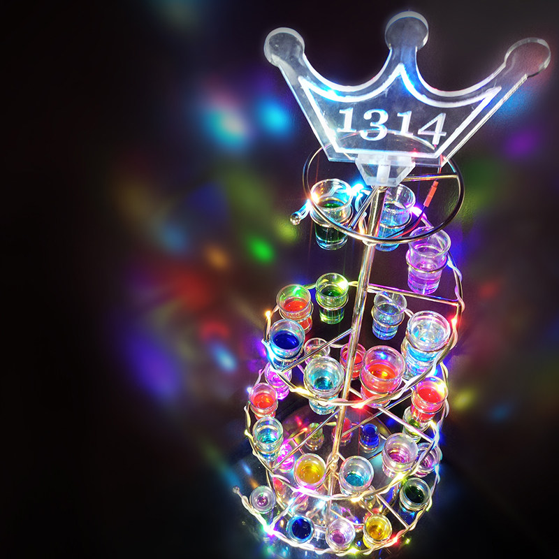 60-hole luminous cup holder bar night KTV luxury cocktail LED spiral rotating bullet cup holder