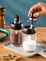 Spoon cover integrated seasonings bottle glass seasoning box home kitchen combined with salt sugar jars oil pot containing suit