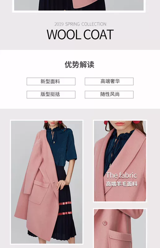 TDEB2020 mùa xuân mới của phụ nữ áo khoác cashmere hai mặt dày giữa thời trang áo khoác len phổ biến - Trung bình và dài Coat