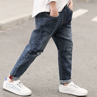 Quần áo trẻ em Zhongda bé trai quần jeans mùa thu quần dài 2019 trẻ em mùa thu mới mùa xuân và mùa thu cậu bé thủy triều - Quần jean quần jean ống rộng bé gái xuân hè