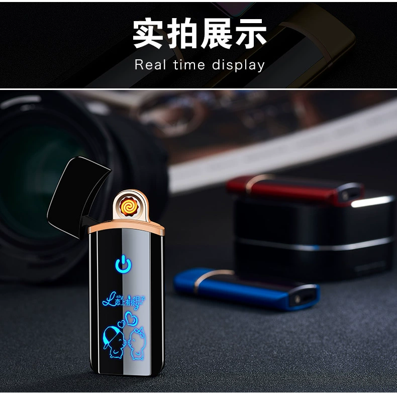 Toàn màn hình cảm ứng vân tay bật lửa sạc cá tính sáng tạo usb điện tử thuốc lá nhẹ hơn tùy chỉnh để gửi bạn trai thủy triều bật lửa mini