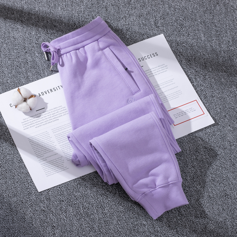 Spring and Autumn Thin Cotton Sweatpants, High-End Integrated Thin Fleece! Women's Casual Pants, Jogger Pants, Women's Autumn and Winter Fleece-Lined Purple Pants