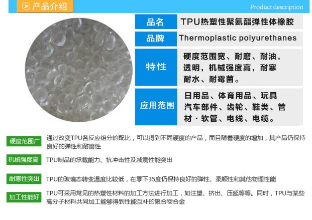 TPU72D German Bayer 3072D Injection Grade Super Wear Resistant and High Hard TPU Raw Material