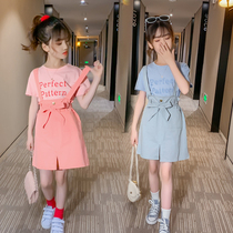 Girls summer dress strap skirt suit 2020 new Foreign style childrens clothing net red childrens skirt girl fashion princess skirt