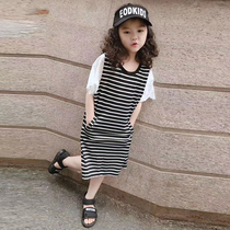 Korean original custom girl dress 2020 summer new Western style fashionable T-shirt skirt girl medium-length t loose