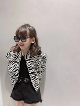 South Korean girls jacket 2021 new internet red children womens leather clothes spring autumn and Korean version foreign air trendy autumn clothing blouses