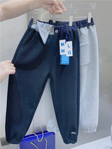 South Korean girl pants integrated suede 2021 autumn winter new children winter dress plus suede sportswear women dress covety pants