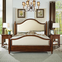 Meng Hanmei style solid wood bed double bed 1 5 simple bedroom bed solid wood soft bag bed bed 1 8 meters European princess bed