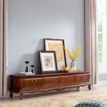 Meng Hanmei-style light luxury solid wood TV cabinet four-pump European style country TV cabinet American light luxury 2 meters TV cabinet