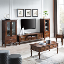 Meng Hanmei-style light luxury TV cabinet walnut color living room simple coffee table TV cabinet wine cabinet combination furniture small apartment