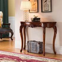 Meng Hanmei style solid wood porch table entrance hall table European style porch table American handmade carved porch table 903