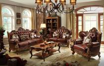 Meng Han American Solid Wood Real Leather Sofa Eurostyle Furniture Sofa American Genuine Leather 123 Sofa American Solid Wood Sofa