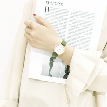 ins ultra-explicit white cow oil fruit green watch female section student Korean version brief trend ulzzang small fresh atmosphere