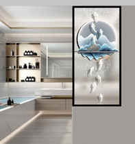 Frosted tempered art glass screen into the living room entrance hall simple bedroom and bathroom half wall partition