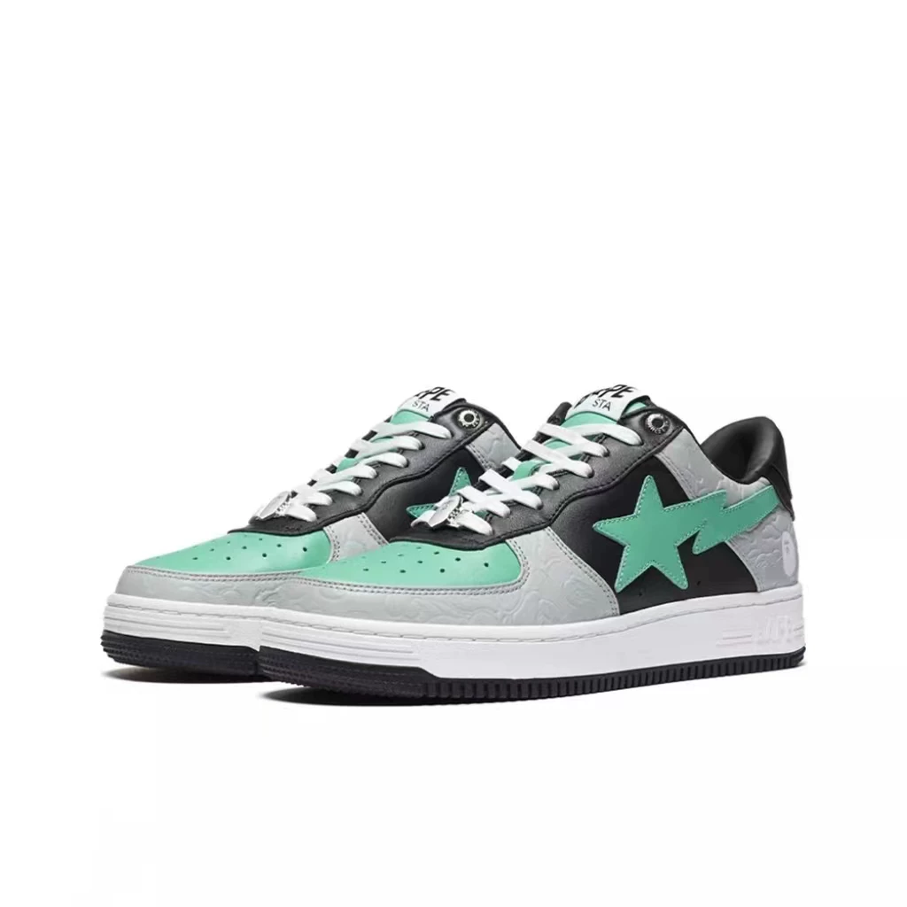 BAPESTA LOW SK8 dunk скейтборд молодежные черные лаковые кроссовки модное повседневное настроение контрастные низкий топ