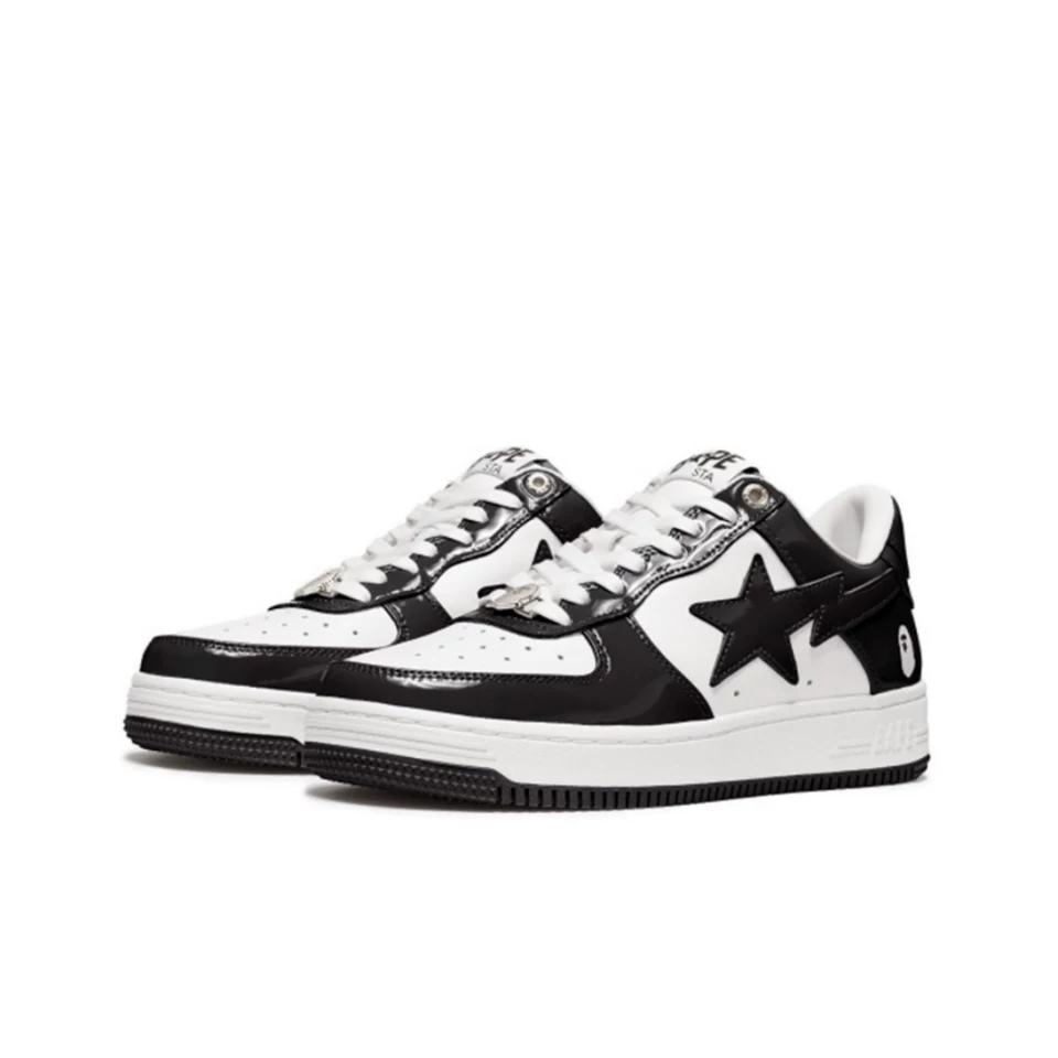 BAPESTA LOW SK8 dunk скейтборд молодежные черные лаковые кроссовки модное повседневное настроение контрастные низкий топ