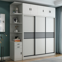 Simple modern white sliding door wardrobe economical assembly home bedroom door sliding door wardrobe Net red wardrobe