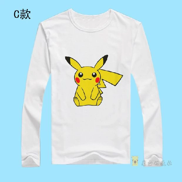 Pokemon Pokemon xung quanh quần áo Pikachu Áo phông dài tay hoạt hình dễ thương dành cho nam và nữ sticker đồ ăn dễ thương