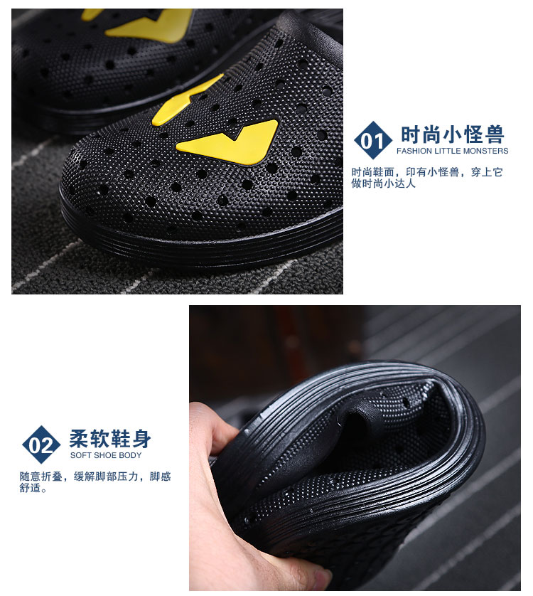 Giày yếm đế xuồng 2016 nam mùa hè Phiên bản Hàn Quốc của đôi sandal đế bệt đế bệt bằng nhựa Baotou một nửa kéo dày dép nam cao cấp