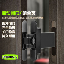 Invisible door automatic closing hinge hydraulic buffer rebound silent hidden wooden door concealed self-closing cross concealed hinge
