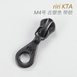 Swiss riri M4 slider metal zipper puller with auto lock KTA antique silver