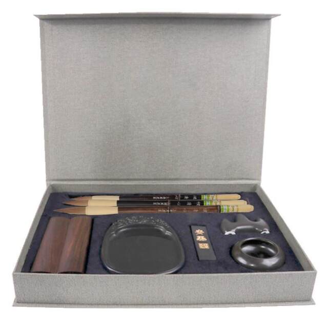 Zhou Huchen's Calligraphy Four Treasures Set: Brush, Ink, Paper, and Inkstone, a Complete Set of High-Grade Wolf Hair Calligraphy Special Tools in a Premium Gift Box