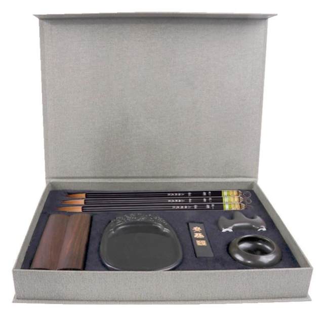 Zhou Huchen's Calligraphy Four Treasures Set: Brush, Ink, Paper, and Inkstone, a Complete Set of High-Grade Wolf Hair Calligraphy Special Tools in a Premium Gift Box